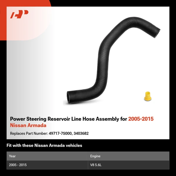 Power Steering Reservoir Line Hose Assembly for 2005-2015 Nissan Armada