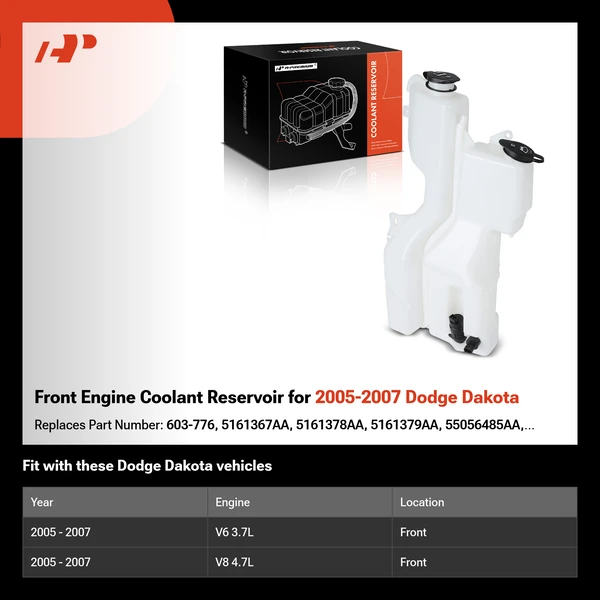Front Engine Coolant Reservoir for 2005-2007 Dodge Dakota