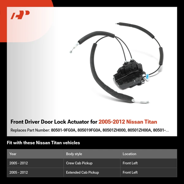 Front Driver Door Lock Actuator for 2005-2012 Nissan Titan