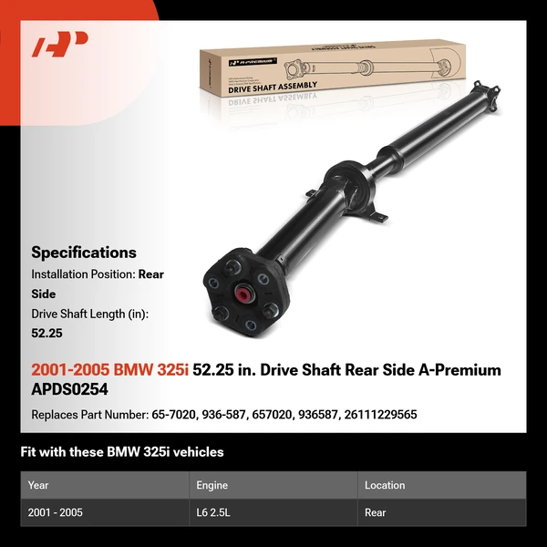 2001-2005 BMW 325i 52.25 in. Drive Shaft Rear Side A-Premium APDS0254