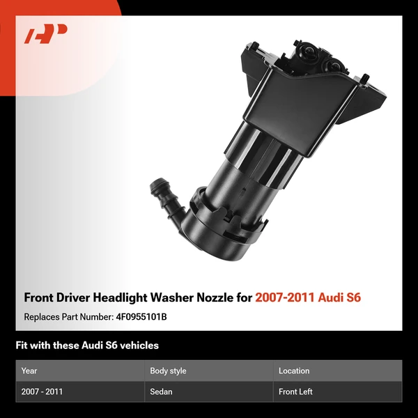 Front Driver Headlight Washer Nozzle for 2007-2011 Audi S6