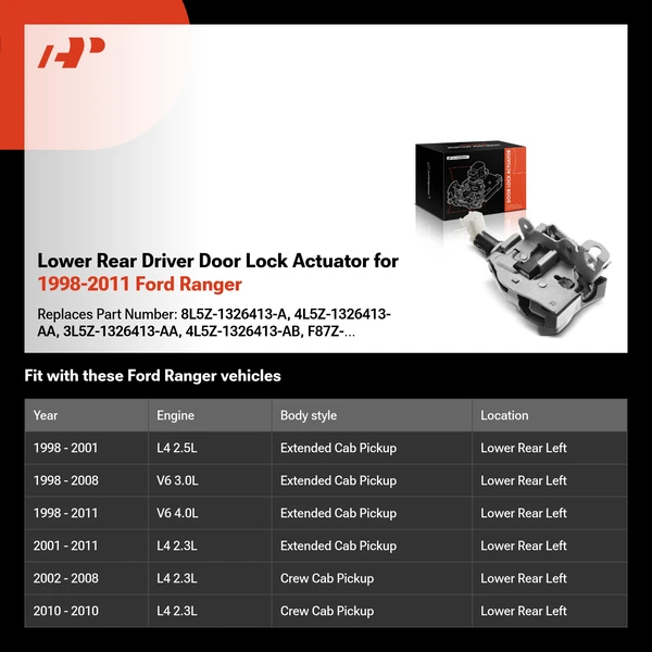 Lower Rear Driver Door Lock Actuator for 1998-2011 Ford Ranger