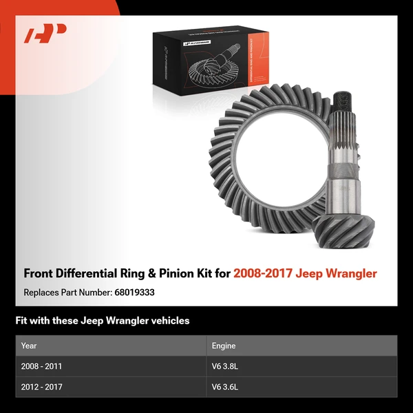Front Differential Ring & Pinion Kit for 2008-2017 Jeep Wrangler