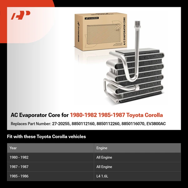 AC Evaporator Core for 1980-1982 1985-1987 Toyota Corolla