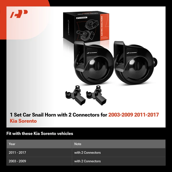 1 Set Car Snail Horn with 2 Connectors for 2003-2009 2011-2017 Kia Sorento