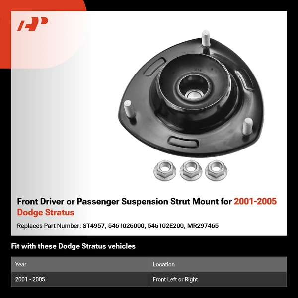 Front Driver or Passenger Suspension Strut Mount for 2001-2005 Dodge Stratus