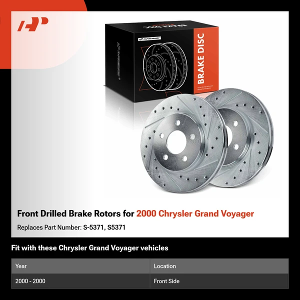 Front Drilled Brake Rotors for 2000 Chrysler Grand Voyager