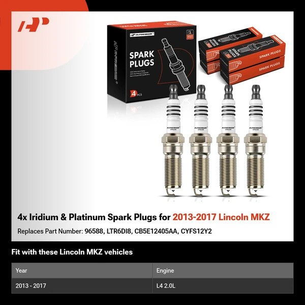 4x Iridium & Platinum Spark Plugs for 2013-2017 Lincoln MKZ