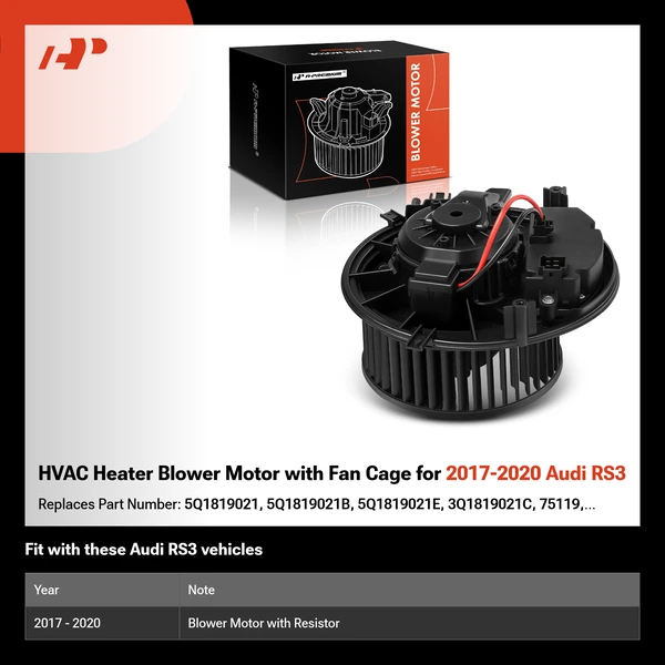 HVAC Heater Blower Motor with Fan Cage for 2017-2020 Audi RS3