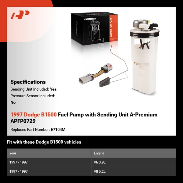 1997 Dodge B1500 Fuel Pump with Sending Unit A-Premium APFP0729