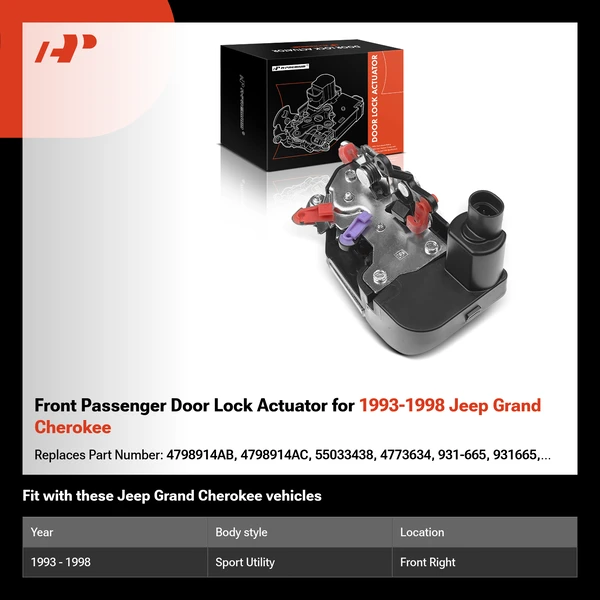 Front Passenger Door Lock Actuator for 1993-1998 Jeep Grand Cherokee