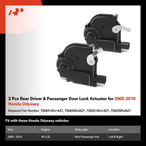 2 Pcs  Rear Driver & Passenger Door Lock Actuator for 2005-2010 Honda Odyssey