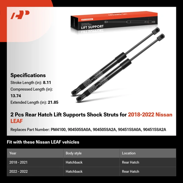 2 Pcs Rear Hatch Lift Supports Shock Struts for 2018-2022 Nissan LEAF