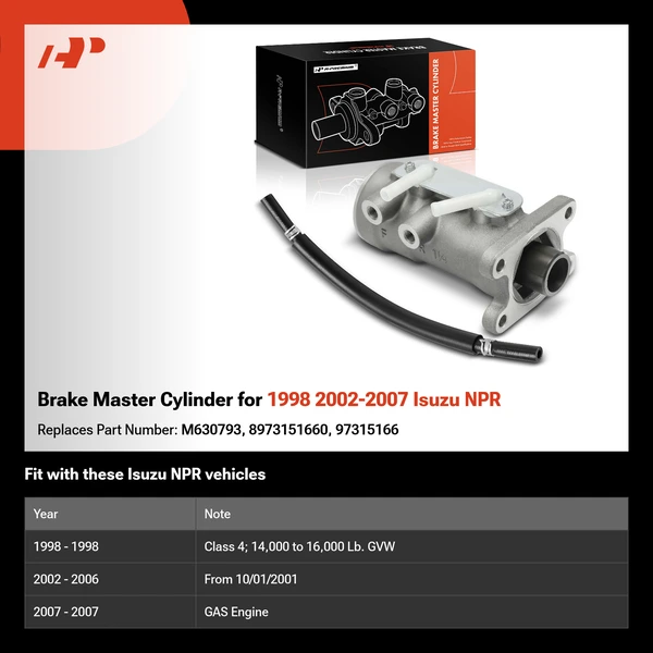 Brake Master Cylinder for 1998 2002-2007 Isuzu NPR
