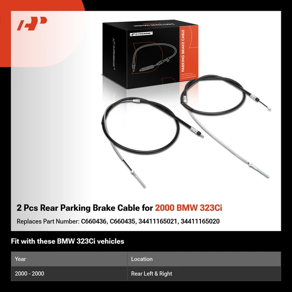 2 Pcs Rear Parking Brake Cable for 2000 BMW 323Ci