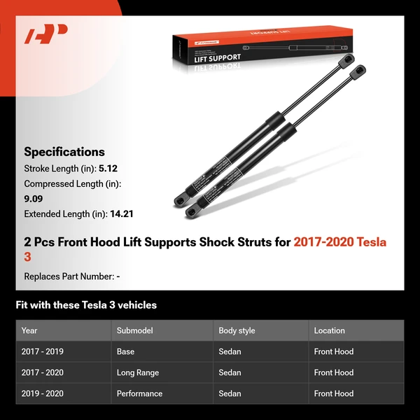 2 Pcs Front Hood Lift Supports Shock Struts for 2017-2020 Tesla 3