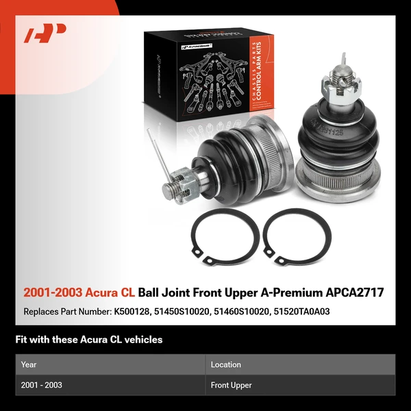 2001-2003 Acura CL Ball Joint Front Upper A-Premium APCA2717