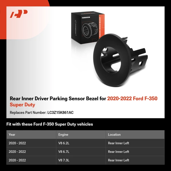 Rear Inner Driver Parking Sensor Bezel for 2020-2022 Ford F-350 Super Duty