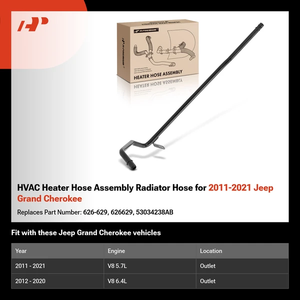 HVAC Heater Hose Assembly Radiator Hose for 2011-2021 Jeep Grand Cherokee