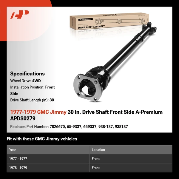 1977-1979 GMC Jimmy 30 in. Drive Shaft Front Side A-Premium APDS0279