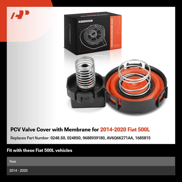 PCV Valve Cover with Membrane for 2014-2020 Fiat 500L