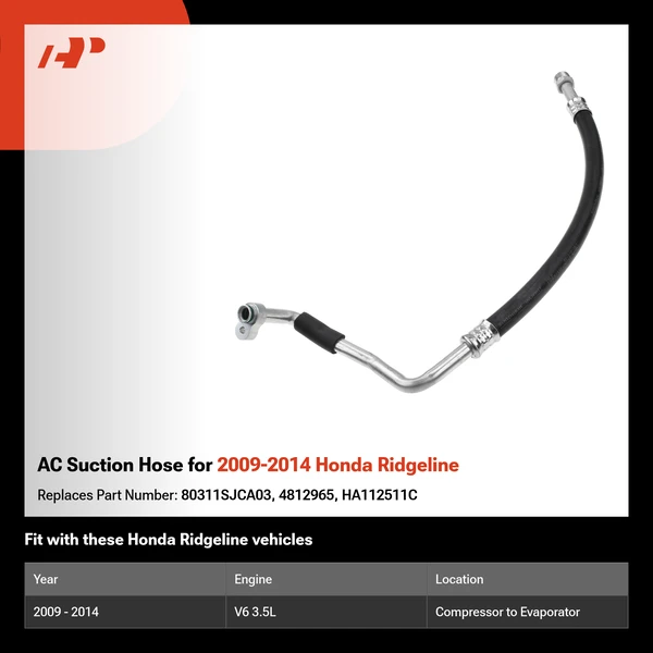 AC Suction Hose for 2009-2014 Honda Ridgeline