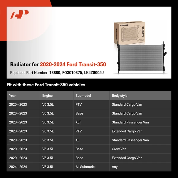 Radiator for 2020-2024 Ford Transit-350