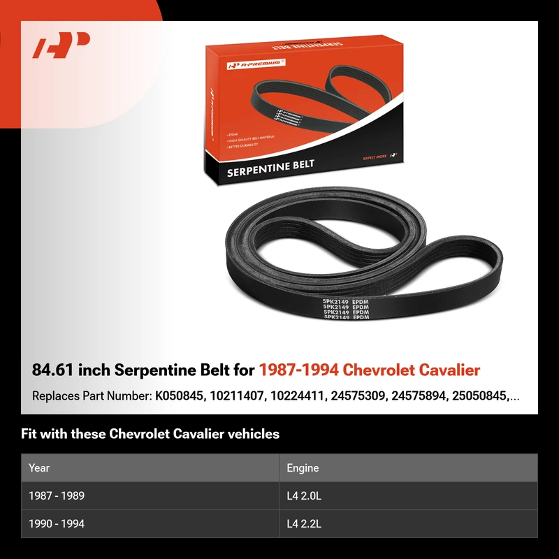 84.61 inch Serpentine Belt for 1987-1994 Chevrolet Cavalier