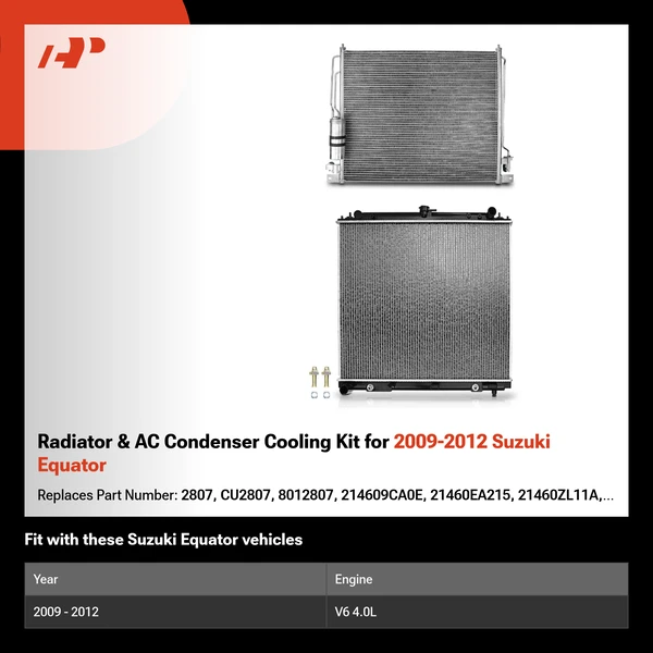 Radiator & AC Condenser Cooling Kit for 2009-2012 Suzuki Equator