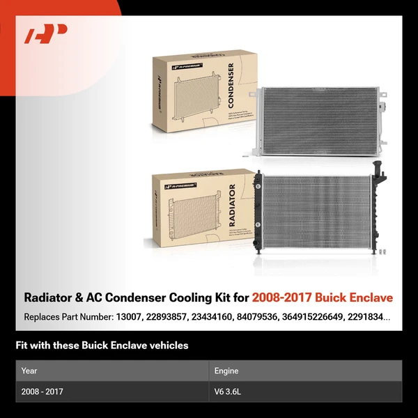Radiator & AC Condenser Cooling Kit for 2008-2017 Buick Enclave