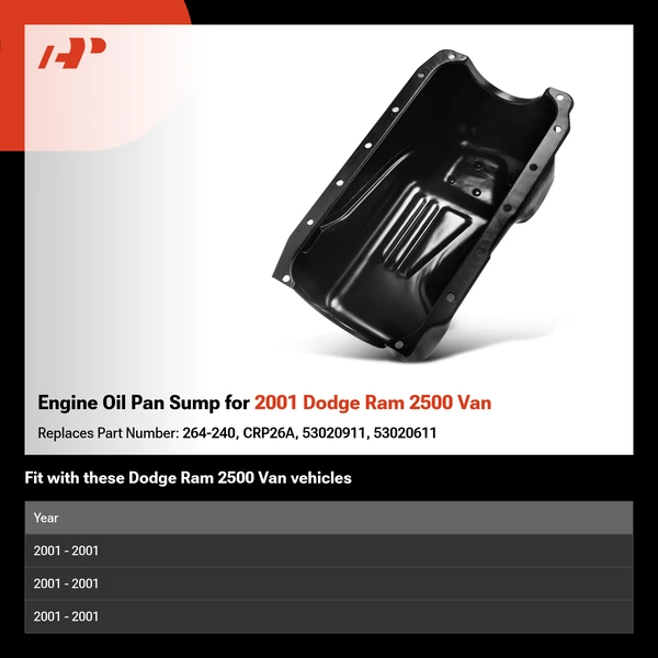 Engine Oil Pan Sump for 2001 Dodge Ram 2500 Van