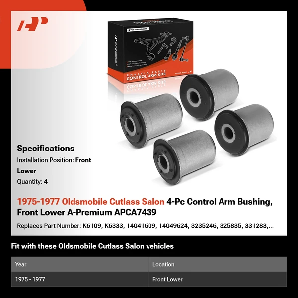 1975-1977 Oldsmobile Cutlass Salon 4-Pc Control Arm Bushing, Front Lower A-Premium APCA7439