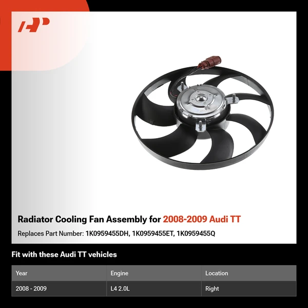 Radiator Cooling Fan Assembly for 2008-2009 Audi TT