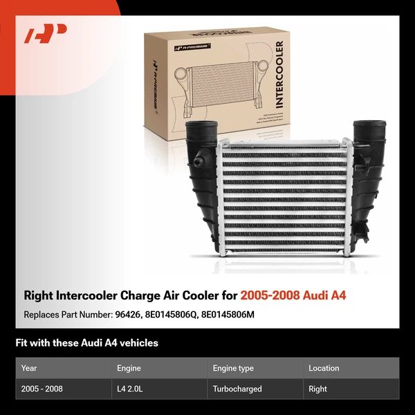 Right Intercooler Charge Air Cooler for 2005-2008 Audi A4