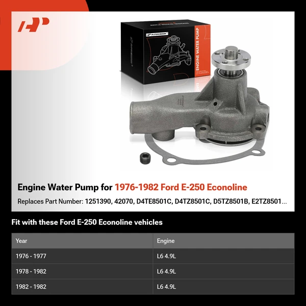 Engine Water Pump for 1976-1982 Ford E-250 Econoline