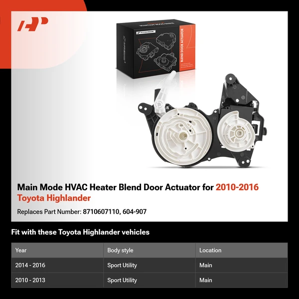 Main Mode HVAC Heater Blend Door Actuator for 2010-2016 Toyota Highlander