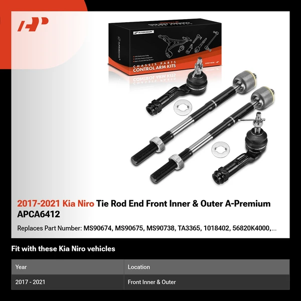 2017-2021 Kia Niro Tie Rod End Front Inner & Outer A-Premium APCA6412