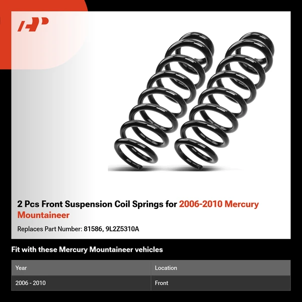 2 Pcs Front Suspension Coil Springs for 2006-2010 Mercury Mountaineer