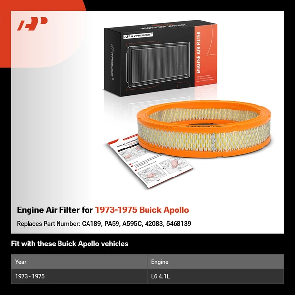 Engine Air Filter for 1973-1975 Buick Apollo