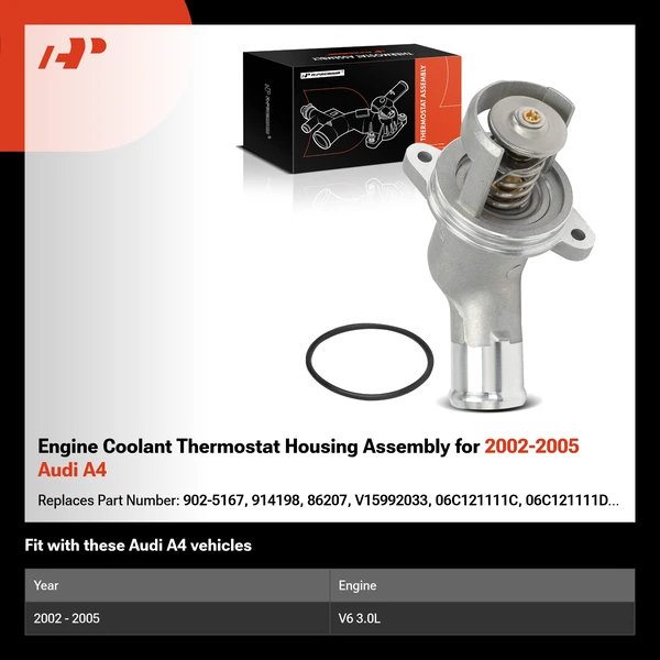 Engine Coolant Thermostat Housing Assembly for 2002-2005 Audi A4