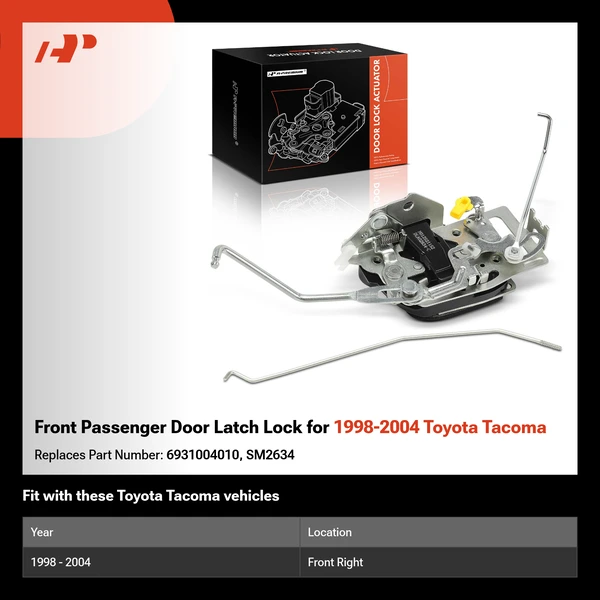 Front Passenger Door Latch Lock for 1998-2004 Toyota Tacoma