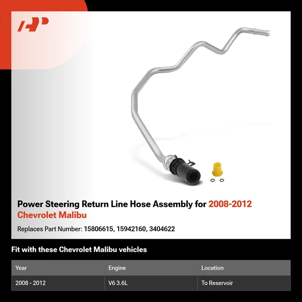 Power Steering Return Line Hose Assembly for 2008-2012 Chevrolet Malibu
