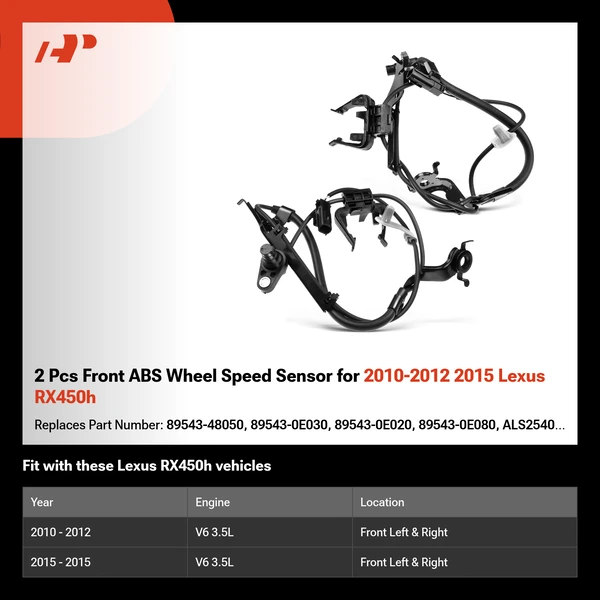 2 Pcs Front ABS Wheel Speed Sensor for 2010-2012 2015 Lexus RX450h