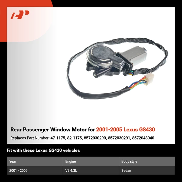 Rear Passenger Window Motor for 2001-2005 Lexus GS430