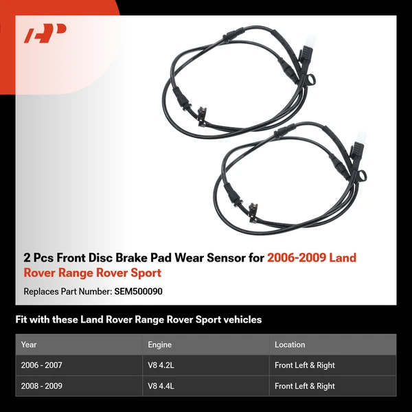 2 Pcs Front Disc Brake Pad Wear Sensor for 2006-2009 Land Rover Range Rover Sport