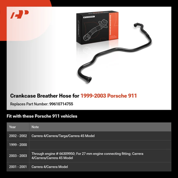 Crankcase Breather Hose for 1999-2003 Porsche 911