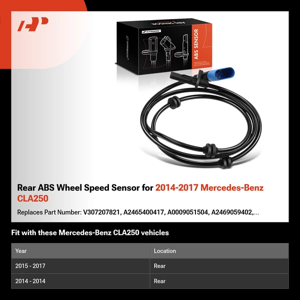 Rear ABS Wheel Speed Sensor for 2014-2017 Mercedes-Benz CLA250
