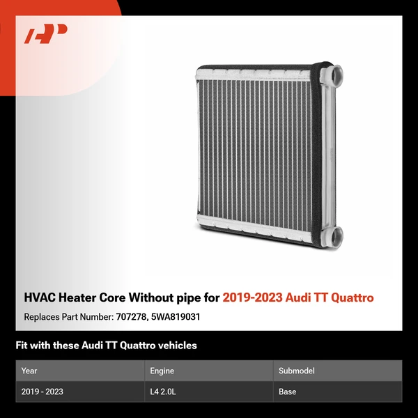 HVAC Heater Core Without pipe for 2019-2023 Audi TT Quattro