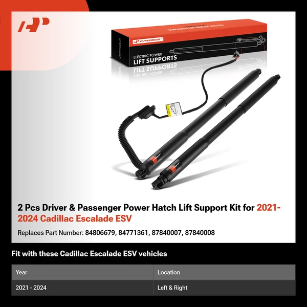 2 Pcs Driver & Passenger Power Hatch Lift Support Kit for 2021-2024 Cadillac Escalade ESV