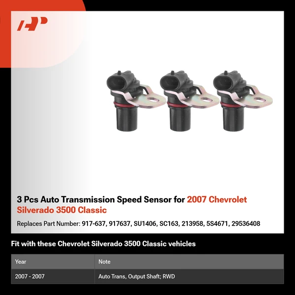 3 Pcs Auto Transmission Speed Sensor for 2007 Chevrolet Silverado 3500 Classic